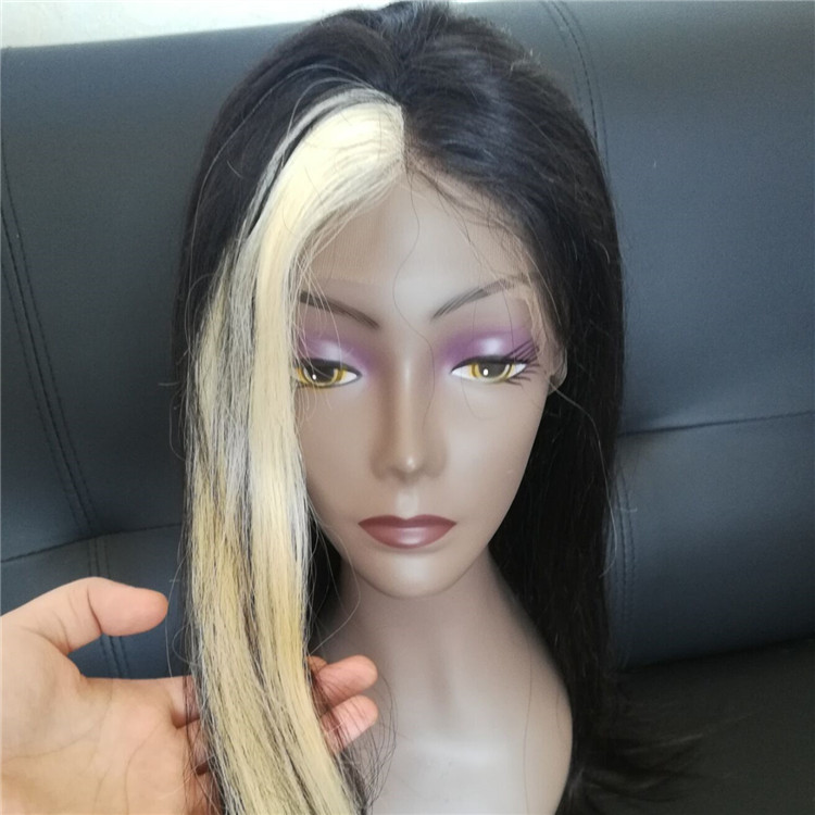 A personality and characteristic blonde patch in the middle full lace wigs A8